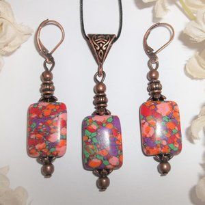 Boho Jewelry Set Matching Earrings and Necklace Funky Fashion Accessory 6192